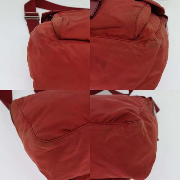 PRADA Shoulder Bag Nylon Red Silver - Picture 10 of 12